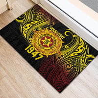 Personalised Tonga High School Rubber Doormat Since 1947 Special Kupesi Pattern LT9 - Polynesian Pride