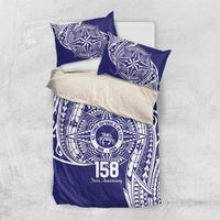 Personalised Tonga Tupou College Tolo 158th Anniversary Bedding Set Special Kupesi Pattern LT9 US Twin 172cm x 218cm Blue - Polynesian Pride