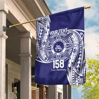 Personalised Tonga Tupou College Tolo 158th Anniversary Garden Flag Special Kupesi Pattern LT9 House Flag Blue - Polynesian Pride