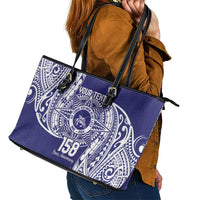 Personalised Tonga Tupou College Tolo 158th Anniversary Leather Tote Bag Special Kupesi Pattern LT9 - Polynesian Pride