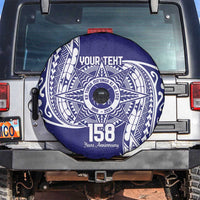 Personalised Tonga Tupou College Tolo 158th Anniversary Spare Tire Cover Special Kupesi Pattern LT9 Blue - Polynesian Pride