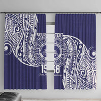 Personalised Tonga Tupou College Tolo 158th Anniversary Window Curtain Special Kupesi Pattern LT9 With Hooks Blue - Polynesian Pride