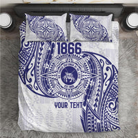 Personalised Tonga Tupou College Tolo Bedding Set Since 1866 Special Kupesi Pattern LT9 White - Polynesian Pride