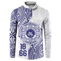 Personalised Tonga Tupou College Tolo Button Sweatshirt Since 1866 Special Kupesi Pattern LT9 White - Polynesian Pride