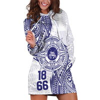 Personalised Tonga Tupou College Tolo Hoodie Dress Since 1866 Special Kupesi Pattern LT9 White - Polynesian Pride