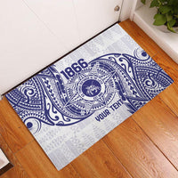 Personalised Tonga Tupou College Tolo Rubber Doormat Since 1866 Special Kupesi Pattern LT9 White - Polynesian Pride