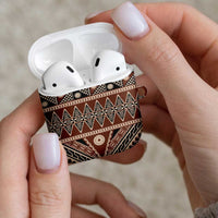Vintage Bula Fiji AirPods Case Brown Tapa Masi Motif - Polynesian Pride