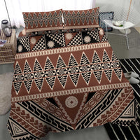 Vintage Bula Fiji Bedding Set Brown Tapa Masi Motif