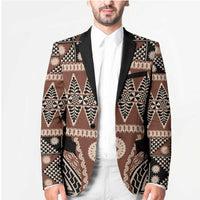 Vintage Bula Fiji Blazer Brown Tapa Masi Motif - Polynesian Pride