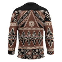 Vintage Bula Fiji Hockey Jersey Brown Tapa Masi Motif LT9 - Polynesian Pride
