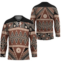 Vintage Bula Fiji Hockey Jersey Brown Tapa Masi Motif LT9 - Polynesian Pride
