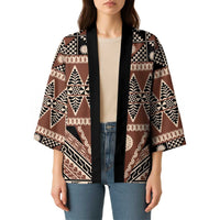 Vintage Bula Fiji Kimono Brown Tapa Masi Motif - Polynesian Pride