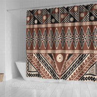 Vintage Bula Fiji Shower Curtain Brown Tapa Masi Motif