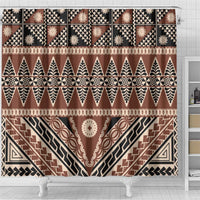 Vintage Bula Fiji Shower Curtain Brown Tapa Masi Motif
