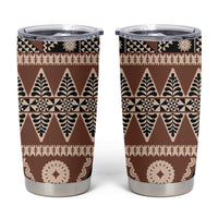 Vintage Bula Fiji Tumbler Cup Brown Tapa Masi Motif