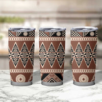 Vintage Bula Fiji Tumbler Cup Brown Tapa Masi Motif