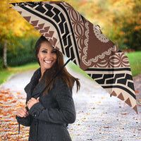 Vintage Bula Fiji Umbrella Brown Tapa Masi Motif - Polynesian Pride