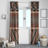 Vintage Bula Fiji Window Curtain Brown Tapa Masi Motif