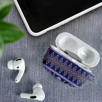 Vintage Bula Fiji AirPods Case Prussian Blue Tapa Masi Motif LT9 - Polynesian Pride