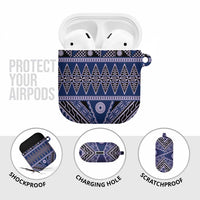 Vintage Bula Fiji AirPods Case Prussian Blue Tapa Masi Motif LT9 - Polynesian Pride