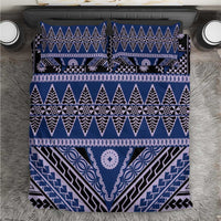 Vintage Bula Fiji Bedding Set Prussian Blue Tapa Masi Motif