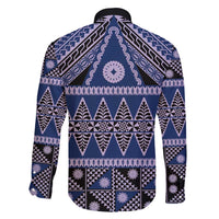 Vintage Bula Fiji Family Matching Mermaid Dress and Hawaiian Shirt Prussian Blue Tapa Masi Motif