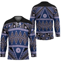 Vintage Bula Fiji Hockey Jersey Prussian Blue Tapa Masi Motif LT9 - Polynesian Pride