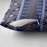 Vintage Bula Fiji Pillow Cover Prussian Blue Tapa Masi Motif - Polynesian Pride