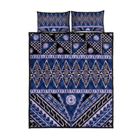 Vintage Bula Fiji Quilt Bed Set Prussian Blue Tapa Masi Motif