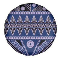 Vintage Bula Fiji Spare Tire Cover Prussian Blue Tapa Masi Motif