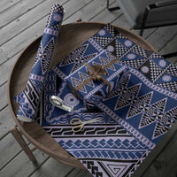 Vintage Bula Fiji Wrapping Paper Prussian Blue Tapa Masi Motif LT9 - Polynesian Pride