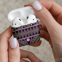 Vintage Bula Fiji AirPods Case Purple Tapa Masi Motif LT9 - Polynesian Pride