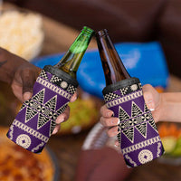 Vintage Bula Fiji 4 in 1 Can Cooler Tumbler Purple Tapa Masi Motif