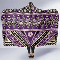 Vintage Bula Fiji Hooded Blanket Purple Tapa Masi Motif