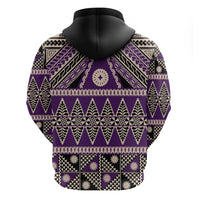 Vintage Bula Fiji Hoodie Purple Tapa Masi Motif