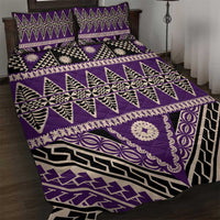 Vintage Bula Fiji Quilt Bed Set Purple Tapa Masi Motif
