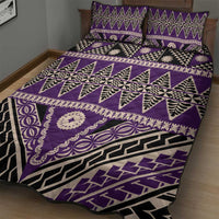 Vintage Bula Fiji Quilt Bed Set Purple Tapa Masi Motif