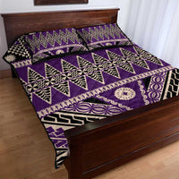Vintage Bula Fiji Quilt Bed Set Purple Tapa Masi Motif