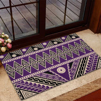 Vintage Bula Fiji Rubber Doormat Purple Tapa Masi Motif