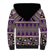 Vintage Bula Fiji Sherpa Hoodie Purple Tapa Masi Motif