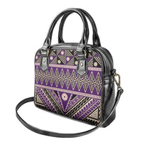 Vintage Bula Fiji Shoulder Handbag Purple Tapa Masi Motif