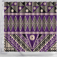 Vintage Bula Fiji Shower Curtain Purple Tapa Masi Motif