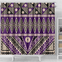 Vintage Bula Fiji Shower Curtain Purple Tapa Masi Motif