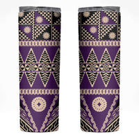 Vintage Bula Fiji Skinny Tumbler Purple Tapa Masi Motif