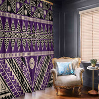 Vintage Bula Fiji Window Curtain Purple Tapa Masi Motif