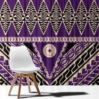 Vintage Bula Fiji Window Curtain Purple Tapa Masi Motif