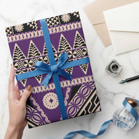 Vintage Bula Fiji Wrapping Paper Purple Tapa Masi Motif LT9 - Polynesian Pride