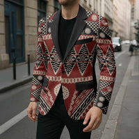 Vintage Bula Fiji Blazer Red Tapa Masi Motif - Polynesian Pride