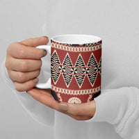 Vintage Bula Fiji Ceramic Mug Red Tapa Masi Motif - Polynesian Pride