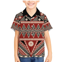 Vintage Bula Fiji Family Matching Mermaid Dress and Hawaiian Shirt Red Tapa Masi Motif